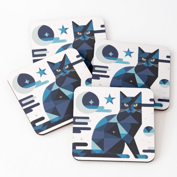 Item preview, Geometric Midnight Cat - Abstract designed and sold by zoughlal.