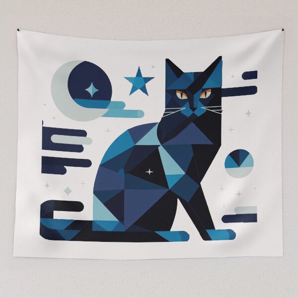 Item preview, Geometric Midnight Cat - Abstract designed and sold by zoughlal.