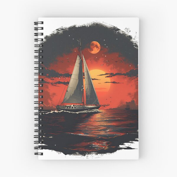 Item preview, Sailing Yacht at Sunset: Vintage Style Seascape Vector Illustration designed and sold by mrmonsif.