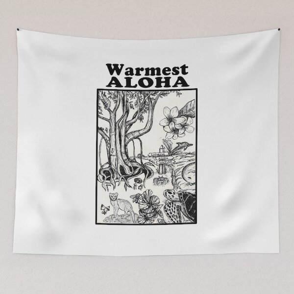 Item preview, Warmest Aloha - Black Text with Black and White Sketch of Maui Treasures  designed and sold by MountMercantile.