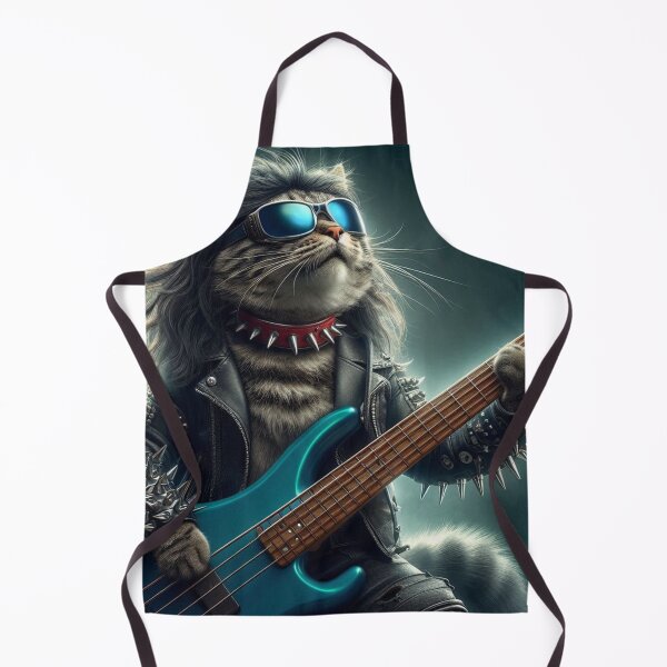 Item preview, Feline son of rock | Rock Cat - Rocking Cat with Electric Bass on Dark Stage designed and sold by tuschollos.