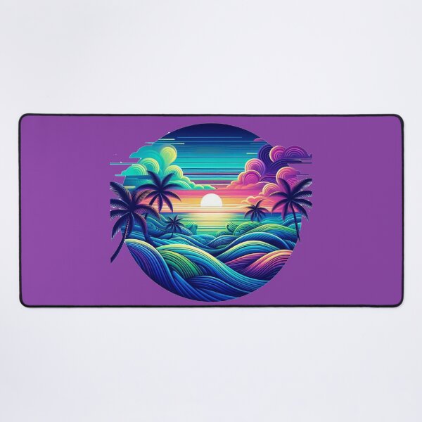 Item preview, Vibrant Tropical Sunset Amidst Surreal Colorful Waves and Palms designed and sold by freackly.