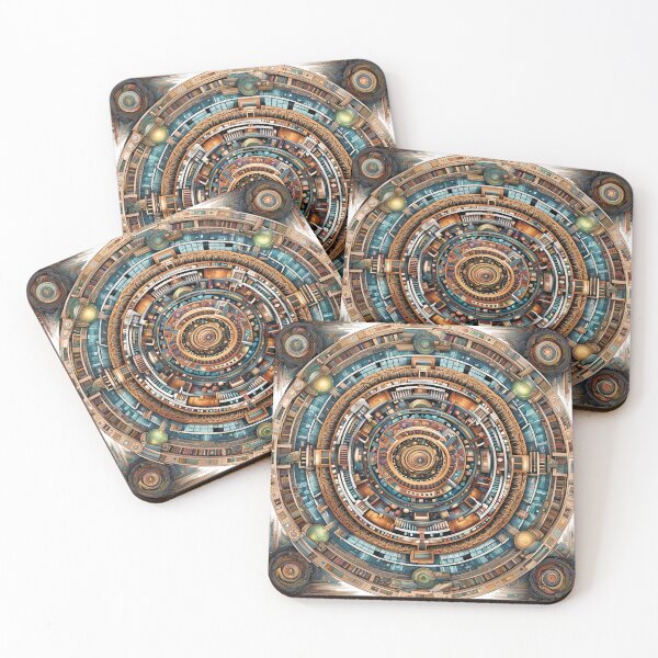 Item preview, Industrial Mandala with Luminous Spheres in Warm and Cold Tones designed and sold by MandalasShops.