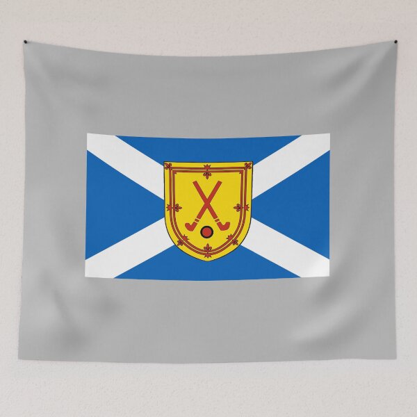 Item preview, Scottish Saltire Flag with Shinty Shield (bratach na h-Alba le sgiath iomain) designed and sold by JonathanR1994.