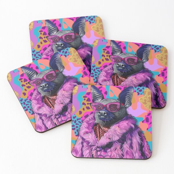 Item preview, Funky Bat Portrait in Purple Fur Anthropomorphic Animal Fashion Art designed and sold by GulDesignCo.