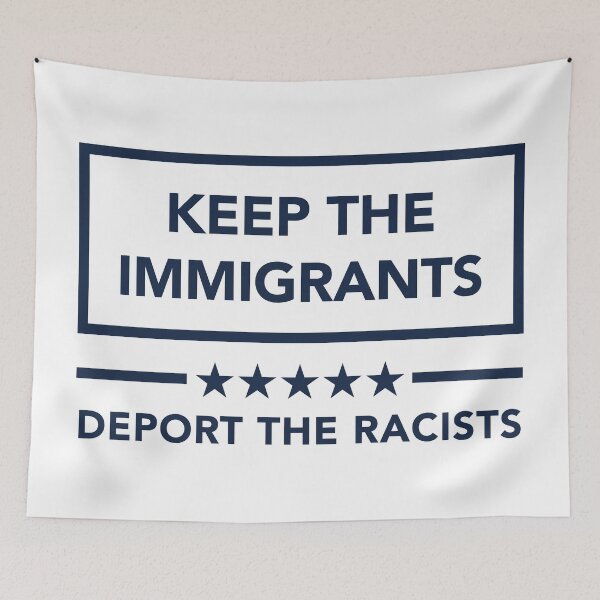 Item preview, KEEP THE IMMIGRANTS - DEPORT THE RACISTS (navy) designed and sold by Thelittlelord.