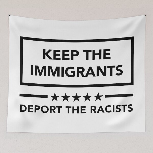 Item preview, KEEP THE IMMIGRANTS - DEPORT THE RACISTS (black) designed and sold by Thelittlelord.