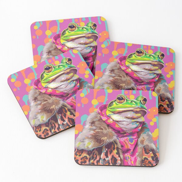 Item preview, Funky Frog Portrait in Leopard Fur Anthropomorphic Animal Fashion Art designed and sold by GulDesignCo.