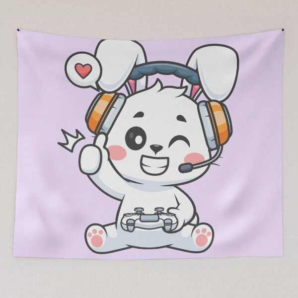 Item preview, Cute Rabbit Gaming Cartoon Vector Icon Illustration designed and sold by hjian8219.
