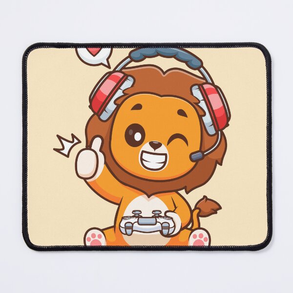 Item preview, Cute Lion Gaming Cartoon Vector Icon Illustration designed and sold by hjian8219.