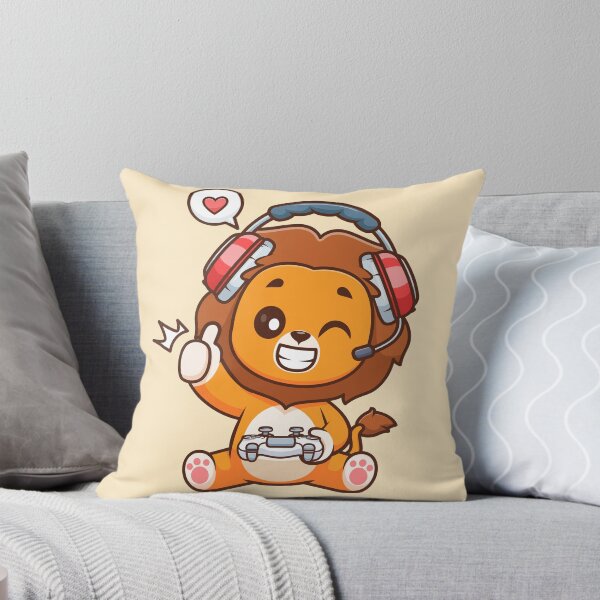Item preview, Cute Lion Gaming Cartoon Vector Icon Illustration designed and sold by hjian8219.