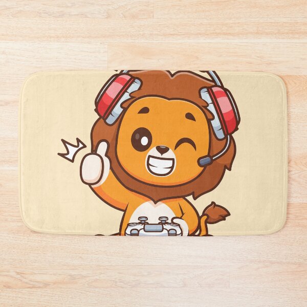 Item preview, Cute Lion Gaming Cartoon Vector Icon Illustration designed and sold by hjian8219.