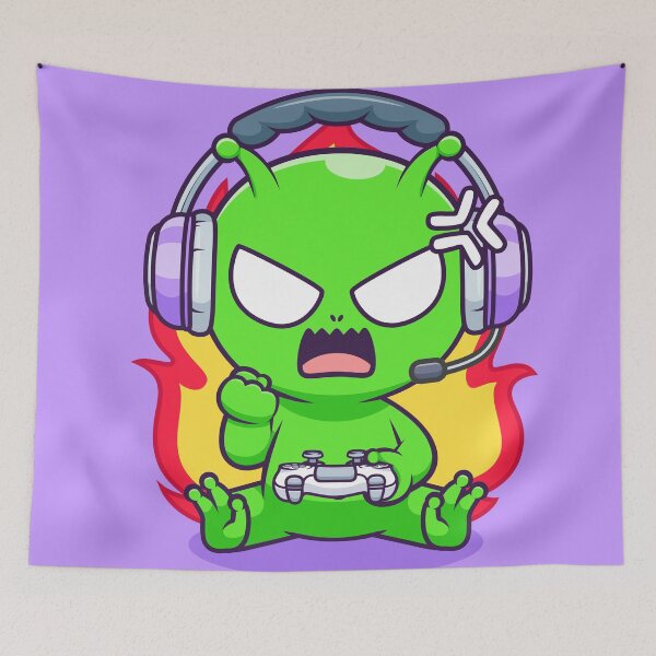 Item preview, Cute Angry Alien Gaming Cartoon Vector Icon Illustration designed and sold by hjian8219.