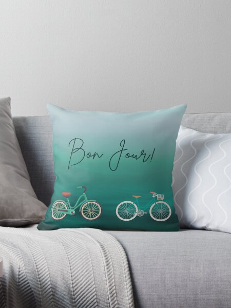 Bon Jour Bike Throw Pillow
