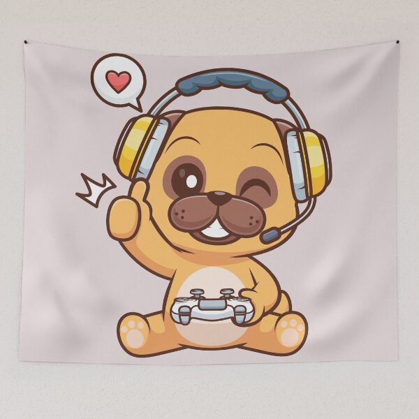 Item preview, Cute Pug Dog Gaming Cartoon Vector Icon Illustration designed and sold by hjian8219.