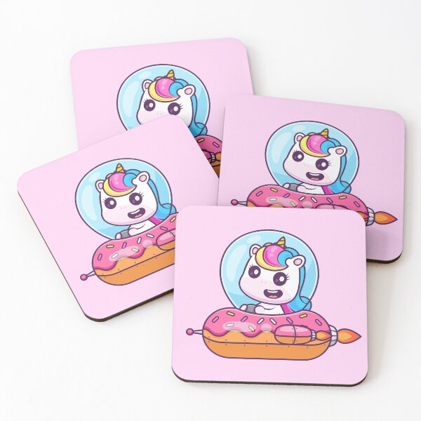 Item preview,  Cute Unicorn Riding Donut UFO Cartoon Vector Icon Illustration designed and sold by hjian8219.