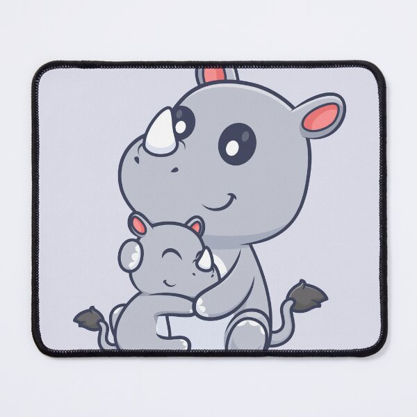 Item preview, Cute Rhino Hugging Baby Rhino Cartoon Vector Icon Illustration designed and sold by hjian8219.
