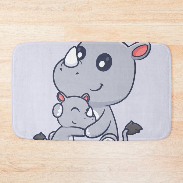 Item preview, Cute Rhino Hugging Baby Rhino Cartoon Vector Icon Illustration designed and sold by hjian8219.