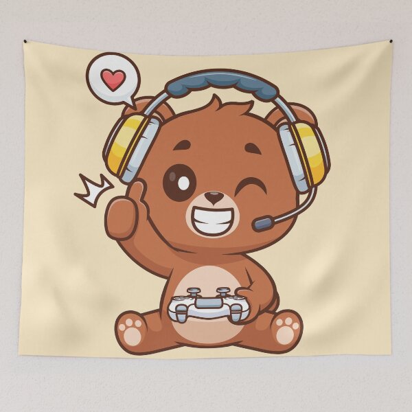 Item preview, Cute Bear Gaming Cartoon Vector Icon Illustration designed and sold by hjian8219.