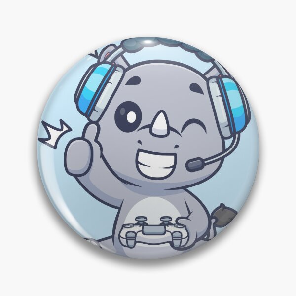 Item preview, Cute Rhino Gaming Cartoon Vector Icon Illustration designed and sold by hjian8219.