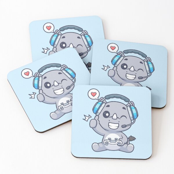 Item preview, Cute Rhino Gaming Cartoon Vector Icon Illustration designed and sold by hjian8219.