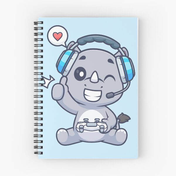 Item preview, Cute Rhino Gaming Cartoon Vector Icon Illustration designed and sold by hjian8219.