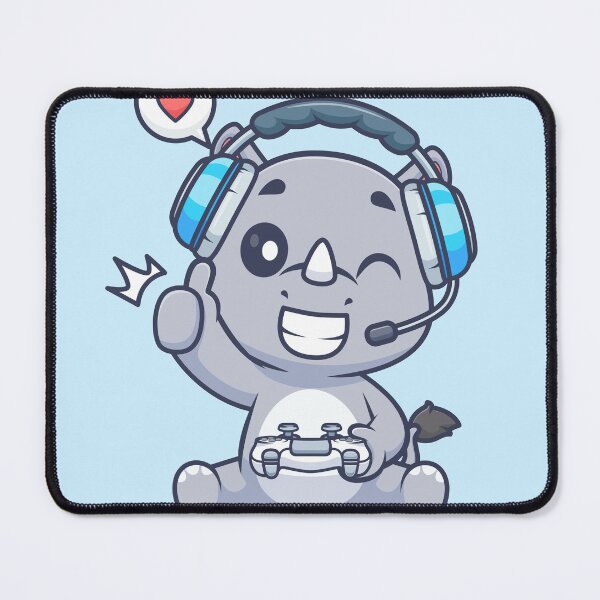 Item preview, Cute Rhino Gaming Cartoon Vector Icon Illustration designed and sold by hjian8219.