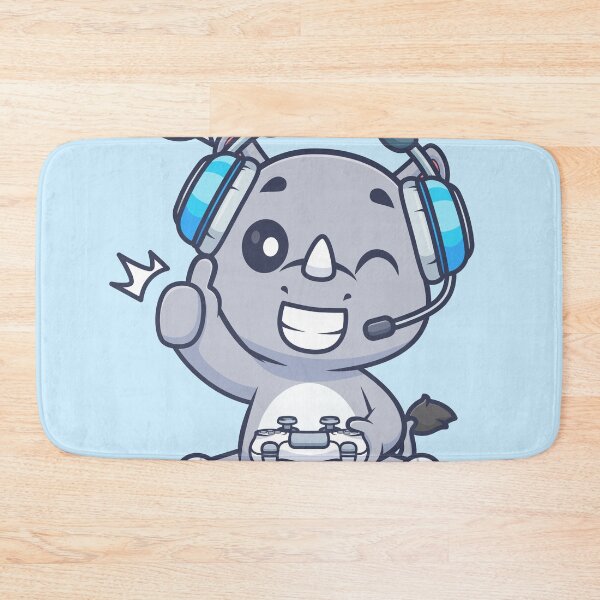 Item preview, Cute Rhino Gaming Cartoon Vector Icon Illustration designed and sold by hjian8219.