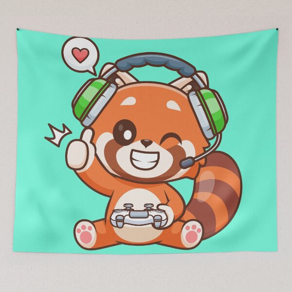 Item preview,  Cute Red Panda Gaming Cartoon Vector Icon Illustration designed and sold by hjian8219.