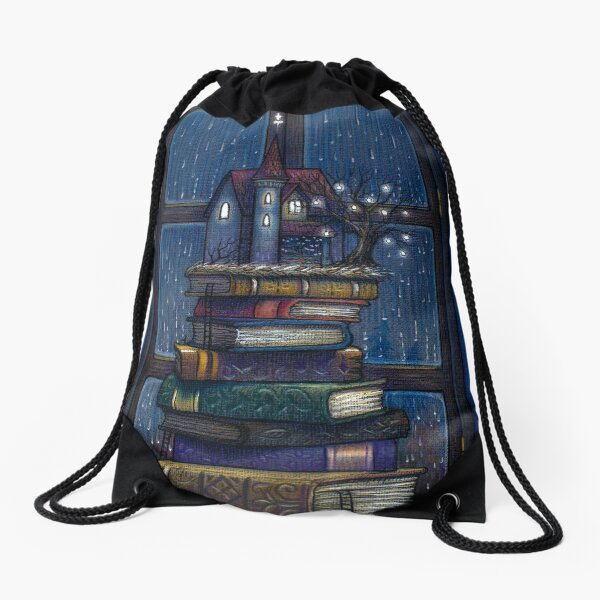 Books castle Drawstring Bag
