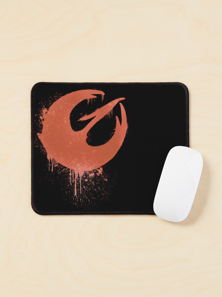 Imagen 1 de 5, Alfombrilla de ratón con la obra Logotipo del escuadrón Orange Bird of Fire, rebelde, inspirado en Sabine Wren, diseñada y vendida por SqueakySketches.