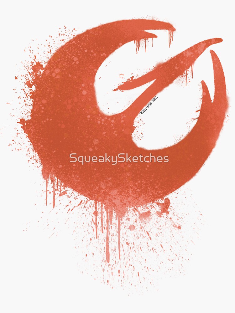 Imagen 3 de 3, Pegatina con la obra Logotipo del escuadrón Orange Bird of Fire, rebelde, inspirado en Sabine Wren, diseñada y vendida por SqueakySketches.