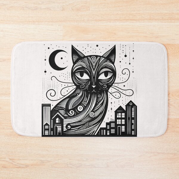 Item preview, Urban Feline Magic: Mystical Cat in Moonlit Cityscape designed and sold by zoughlal.