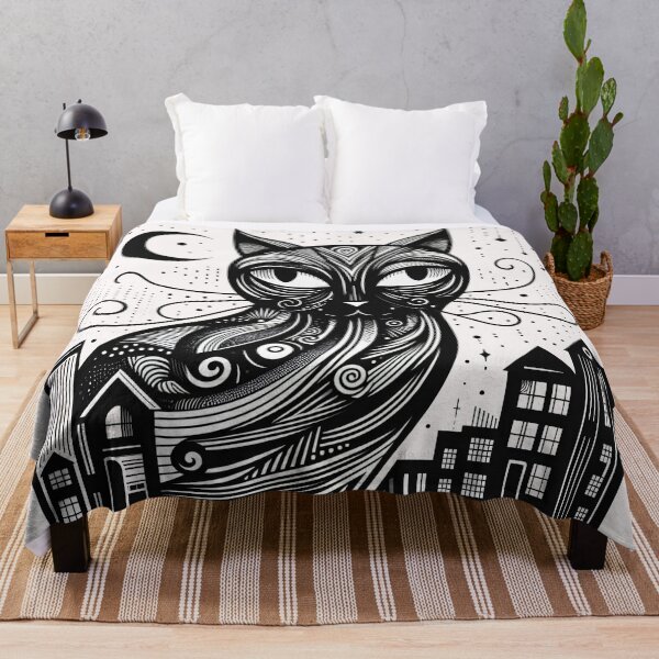 Item preview, Urban Feline Magic: Mystical Cat in Moonlit Cityscape designed and sold by zoughlal.