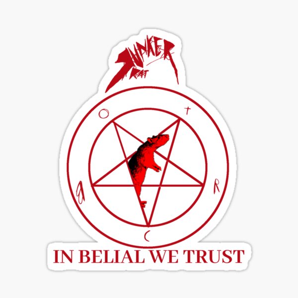Vista previa del artículo con la obra «bunker rat en belial confiamos en el merchandising de la banda», diseñado y vendido por bunker  Rat.