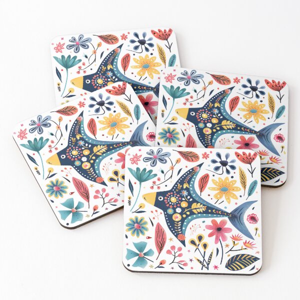 Item preview, Bright Artistic Illustration of Fish with Flowers, Vibrant Colors, Whimsical Nature Design, Decorative Art. designed and sold by primtawan.