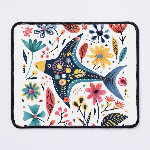 Item preview, Bright Artistic Illustration of Fish with Flowers, Vibrant Colors, Whimsical Nature Design, Decorative Art. designed and sold by primtawan.