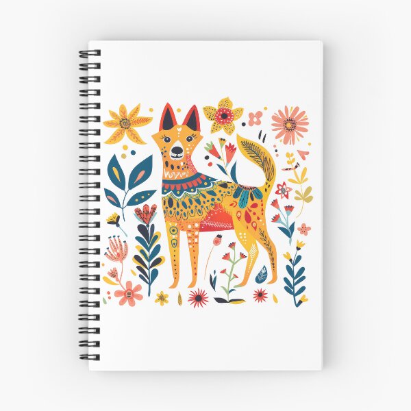 Item preview, Colorful abstract folk art illustration of a dog surrounded by vibrant flowers and intricate patterns. designed and sold by primtawan.