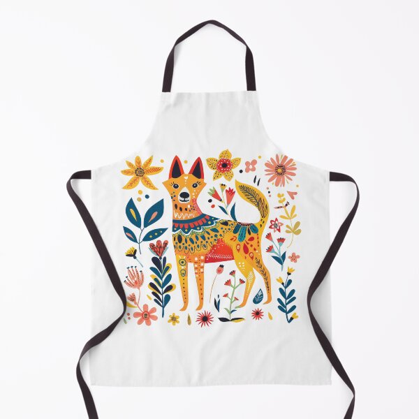 Item preview, Colorful abstract folk art illustration of a dog surrounded by vibrant flowers and intricate patterns. designed and sold by primtawan.