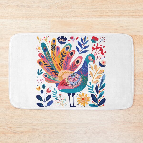 Item preview, Colorful and artistic illustration of a peacock surrounded by vibrant flowers and leaves. designed and sold by primtawan.