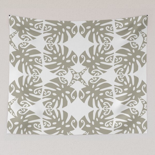 Item preview, MARAMA - gray (Polynesian plant pattern) designed and sold by Nesian-Tahiti.
