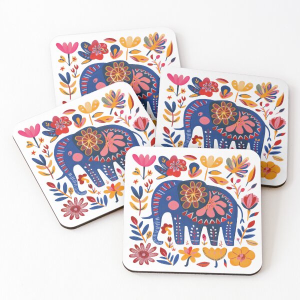 Item preview, Colorful floral patterned elephant illustration, perfect for creative projects, home decor, and children's designs. designed and sold by primtawan.