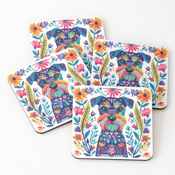 Item preview, Colorful illustrated dog with floral background, vibrant design perfect for creative projects and decor. designed and sold by primtawan.