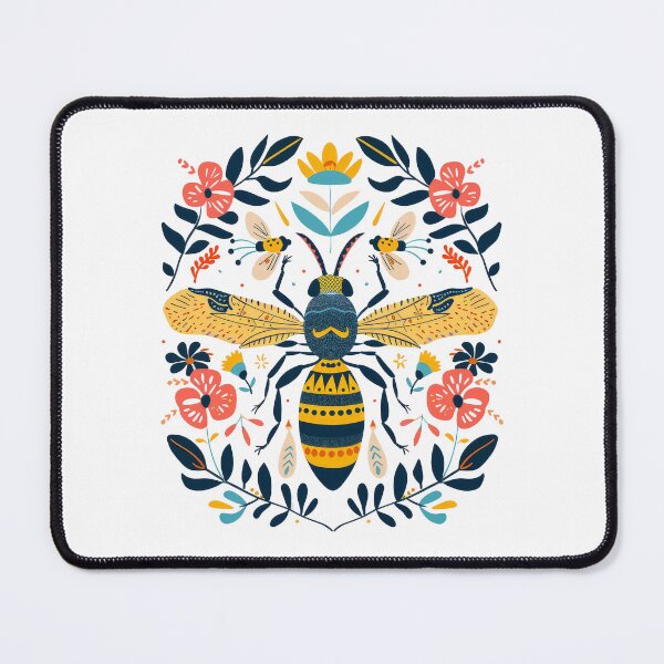 Item preview, Colorful illustration of a bee surrounded by flowers and leaves, showcasing detailed and intricate design. designed and sold by primtawan.