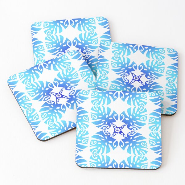 Item preview, MARAMA - blue lagoon (Polynesian plant pattern) designed and sold by Nesian-Tahiti.