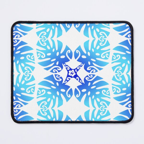 Item preview, MARAMA - blue lagoon (Polynesian plant pattern) designed and sold by Nesian-Tahiti.