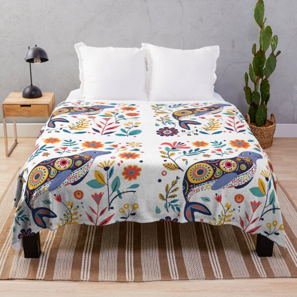 Item preview, Colorful intricately patterned dolphin surrounded by vibrant flowers and foliage in a whimsical, artistic illustration. designed and sold by primtawan.