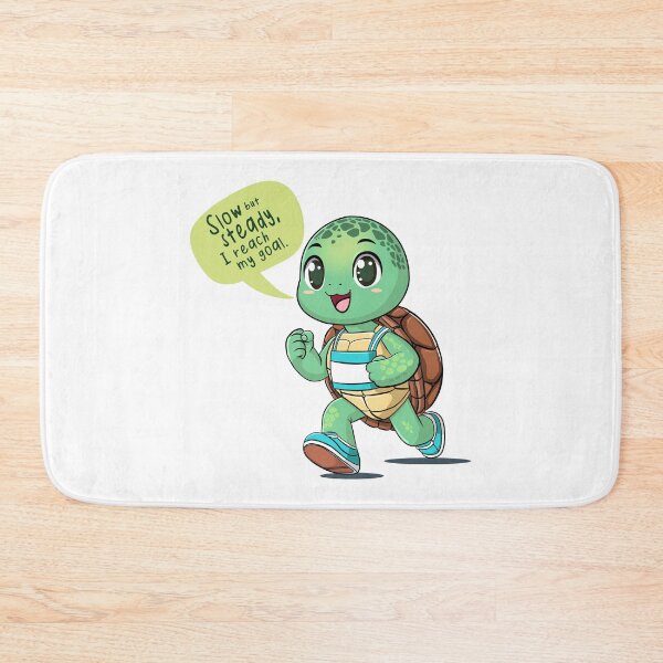 Item preview, Kawaii turtle running, motivational design: "Slow but steady, I reach my goal" designed and sold by Dizartico.