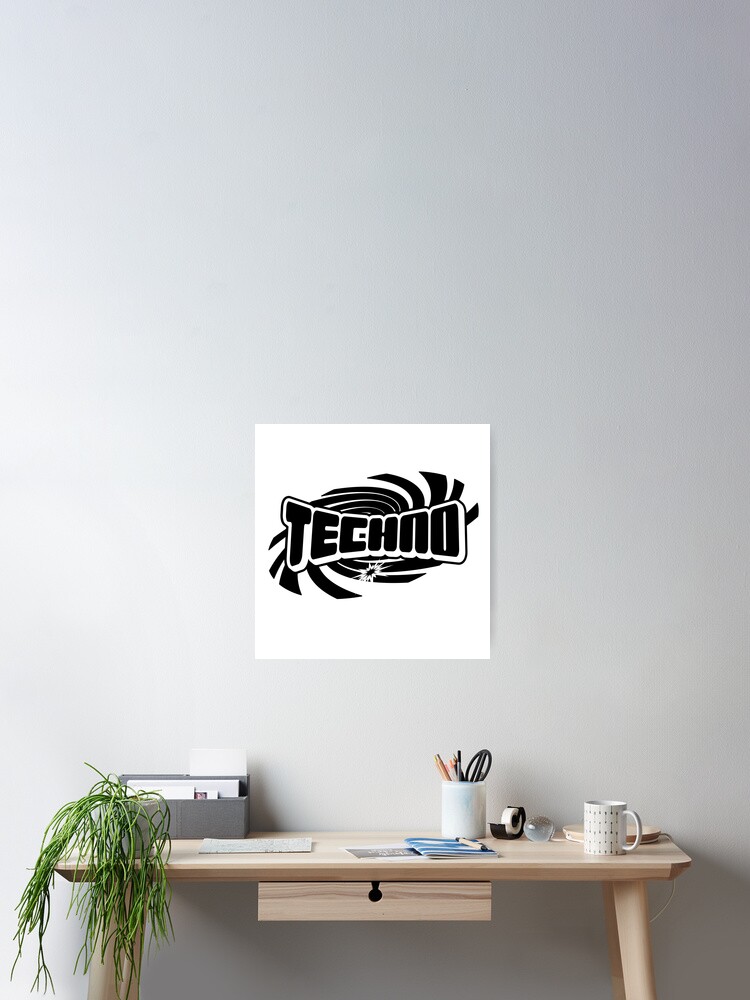 Thumbnail 2 of 3, Poster, TECHNO - Vortex Tech (black) designed and sold by Discothreadz.