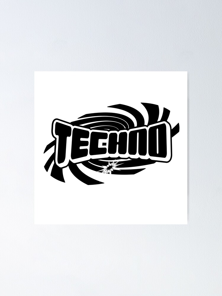Thumbnail 1 of 3, Poster, TECHNO - Vortex Tech (black) designed and sold by Discothreadz.